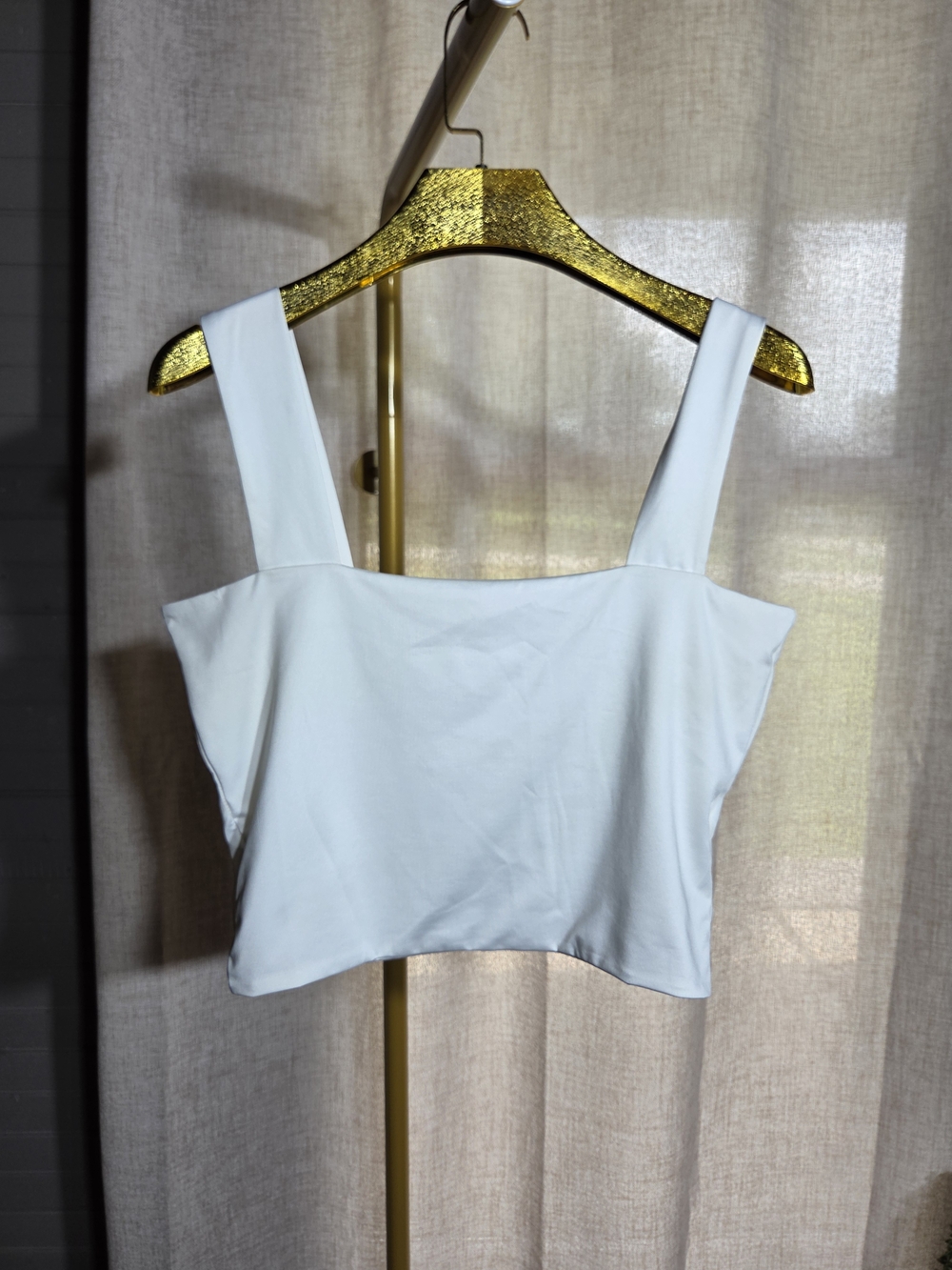 Square Neck White Crop Top with Wide Straps